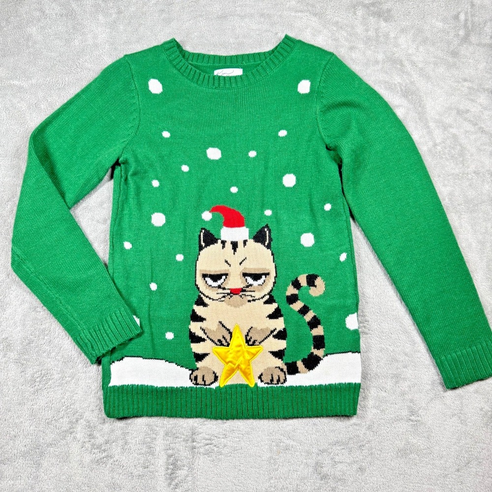 Kim Rogers Ugly Christmas Sweater Women's SM Grumpy Cat‎